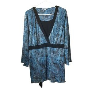 Only 9 Women's 3X Tie Back Y2K 3/4 Sleeve Crossover Front Pullover Blouse Top